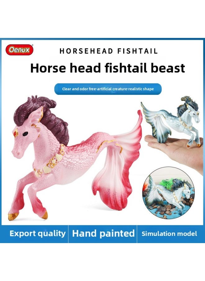 Simulation Horse-head Fishtail Beast Seahorse Elf Hand-made Solid Dragon Unicorn Myth Model Toy Ornaments-Color:M-2612 Ice Magic Man