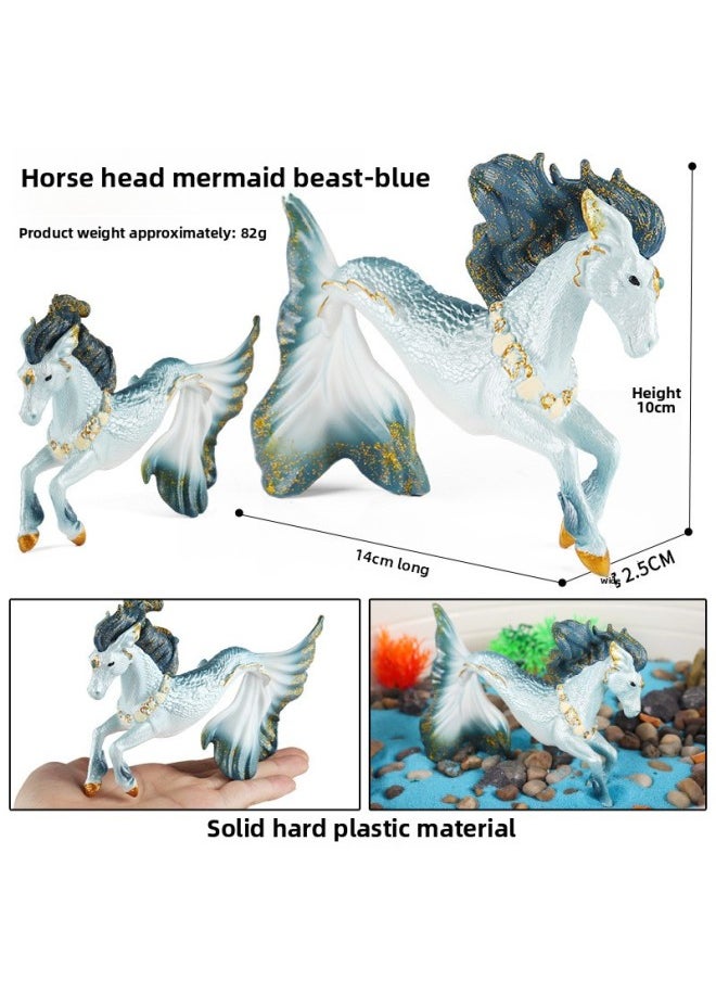 Simulation Horse-head Fishtail Beast Seahorse Elf Hand-made Solid Dragon Unicorn Myth Model Toy Ornaments-Color:M-2612 Ice Magic Man