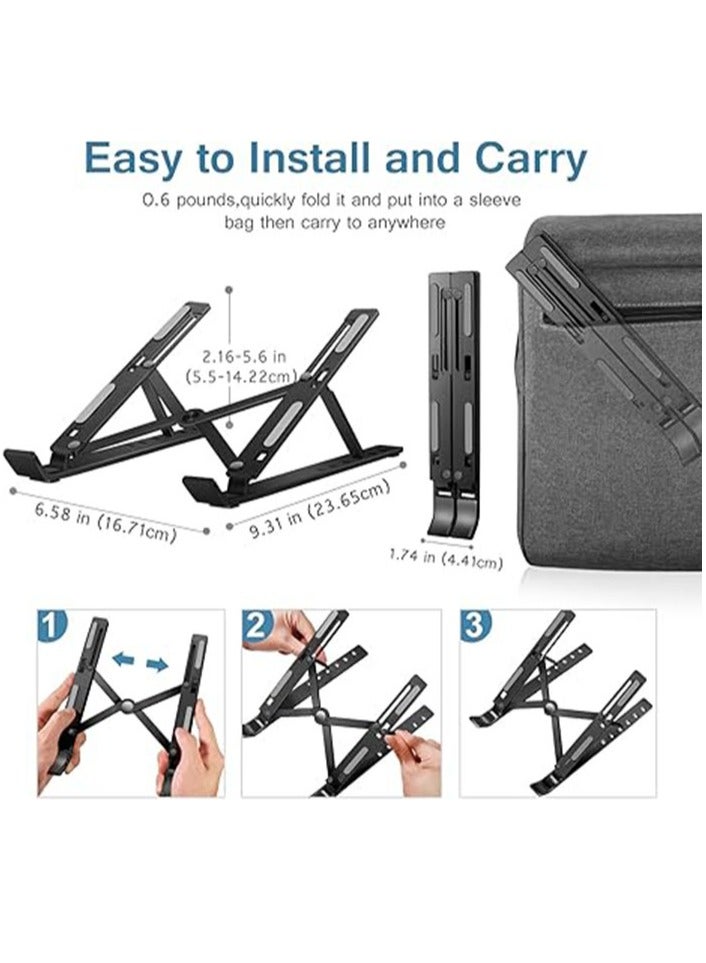 عربست حامل كمبيوتر محمول، حامل كمبيوتر محمول، حامل كمبيوتر لوحي، 6 زوايا قابلة للتعديل من الألومنيوم مريح وقابل للطي وحامل سطح مكتب محمول متوافق مع أجهزة ماك بوك مقاس 10-15.6 بوصة، وآيباد، وإتش بي، وديل، ولينوفو، باللون الأسود - Image 4