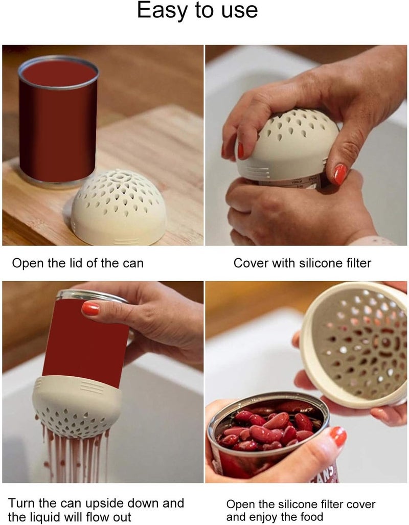 klarako Can Strainer Mini Colander, 3 Piece Small Silicone Can Filter Drain Cover Portable Multipurpose Quick Draining Drainer Strainer Kitchen Gadget Hold Food - Image 5