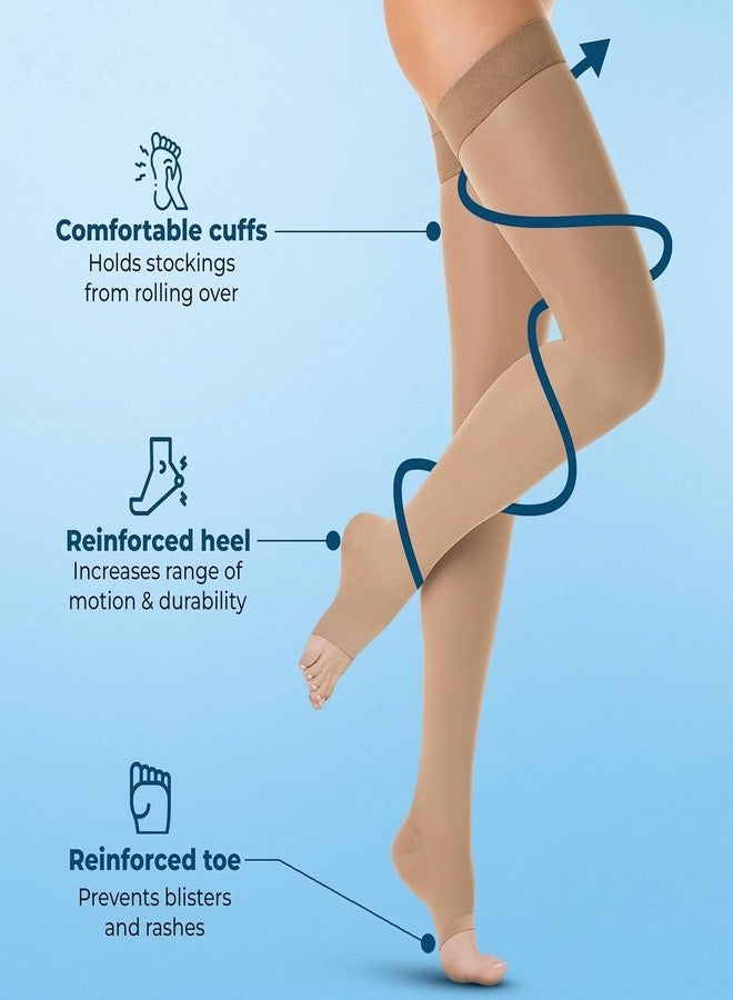 Ezyfit جوارب ضغط قطنية مستوردة من إيزي فيت، من الفئة الثانية، فوق الركبة لعلاج الدوالي | جوارب لعلاج الدوالي للرجال والنساء | 22-35 ملم زئبق (مقاس كبير جدًا) - Image 5