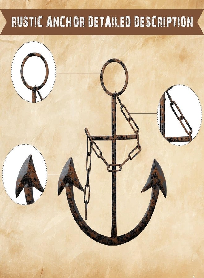 Tandefio 2 Pcs Metal Nautical Anchor Wall Art Decor with Chain, 16" H, Antique Bronze Finish, Ideal for Bedroom & Living Room - Image 3