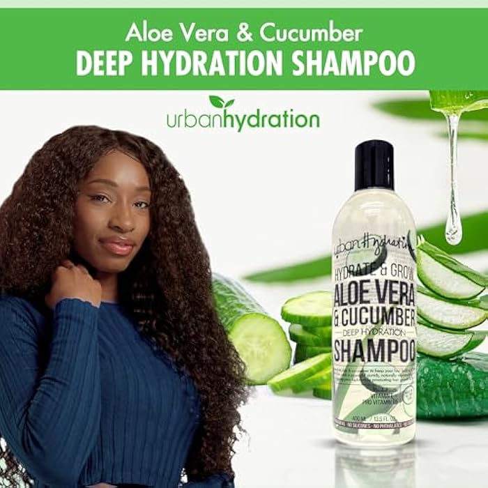 Urban Hydration Hydrate & Grow Aloe Vera & Cucumber Deep Hydration Shampoo – 13.5 Fl Oz, Moisturizing, Detoxing & Sulfate-Free, Safe for All Hair Types - Image 4