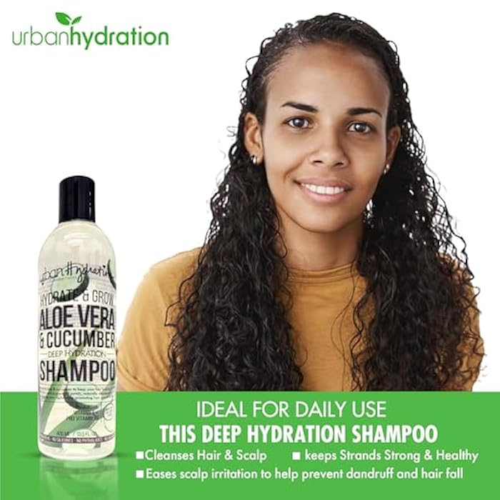 Urban Hydration Hydrate & Grow Aloe Vera & Cucumber Deep Hydration Shampoo – 13.5 Fl Oz, Moisturizing, Detoxing & Sulfate-Free, Safe for All Hair Types - Image 3