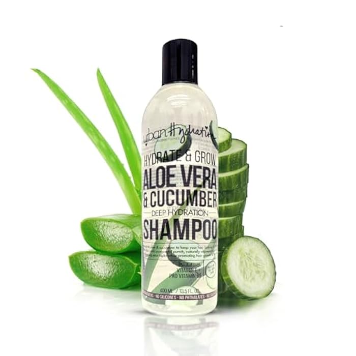 Urban Hydration Hydrate & Grow Aloe Vera & Cucumber Deep Hydration Shampoo – 13.5 Fl Oz, Moisturizing, Detoxing & Sulfate-Free, Safe for All Hair Types - Image 1