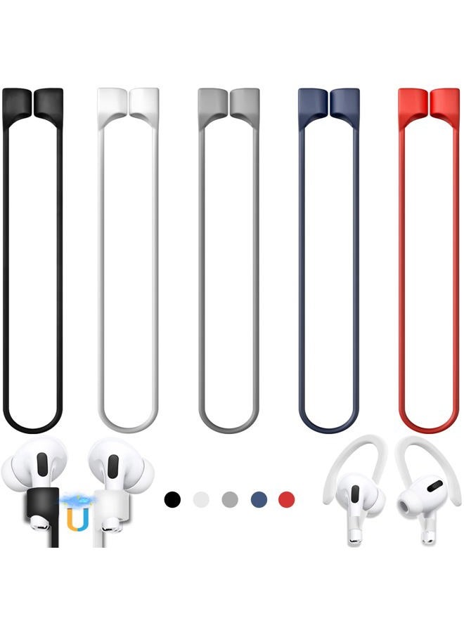TIFALEX 5 Pack Ultra Strong Magnetic AirPods Straps, Anti-Lost Cord for AirPods 4rd / AirPods Pro 1st and 2nd / AirPod 3rd /AirPod 1st and 2nd,Silicone Sports Lanyard and Ear Hook- 5 Straps + 2 EarHook - Image 1