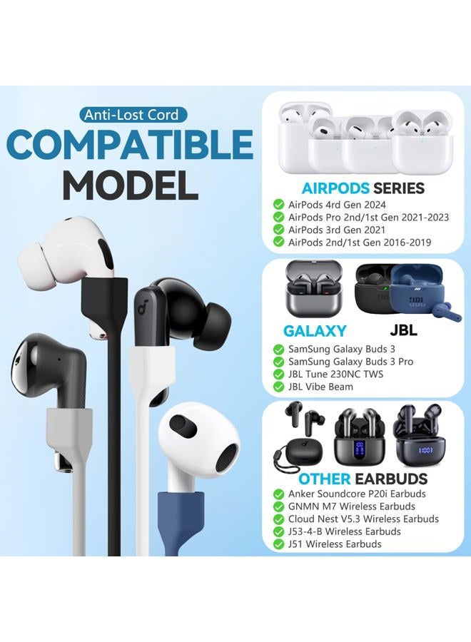 TIFALEX 5 Pack Ultra Strong Magnetic AirPods Straps, Anti-Lost Cord for AirPods 4rd / AirPods Pro 1st and 2nd / AirPod 3rd /AirPod 1st and 2nd,Silicone Sports Lanyard and Ear Hook- 5 Straps + 2 EarHook - Image 2