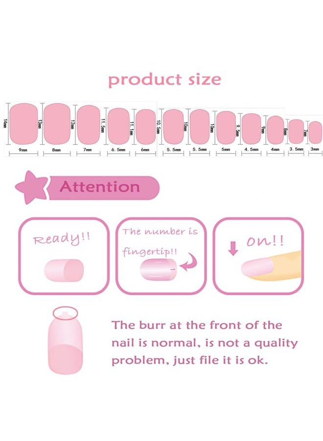 Laza 72pcs Children Nails Press On Pre-glue Full Cover Gradient Blooming Color Mixing Rainbow Short False Nail Kits for Kids Teenager Girls - Blooming Rainbow - Image 5