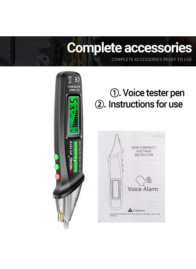 ANENG - ANENG VC1019 LCD Digital Test Pen Non-contact Voice Broadcast Tester Pen Sensitivity Adjustable with Laser Indicator Sound/Light Alarm Flashlight - Image 1