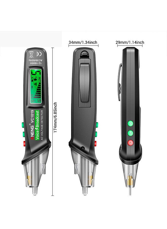 ANENG - ANENG VC1019 LCD Digital Test Pen Non-contact Voice Broadcast Tester Pen Sensitivity Adjustable with Laser Indicator Sound/Light Alarm Flashlight - Image 1