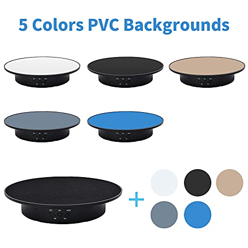 JAYEGT Motorized Rotating Display Stand, 7.87inch /17.6lbs Load, 360 Degree Electric Rotating Turntable for Photography Products, Jewelry, 3D Model ,with 5 Colors Backgrounds- Black - Image 3