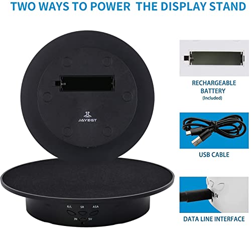 JAYEGT Motorized Rotating Display Stand, 7.87inch /17.6lbs Load, 360 Degree Electric Rotating Turntable for Photography Products, Jewelry, 3D Model ,with 5 Colors Backgrounds- Black - Image 2