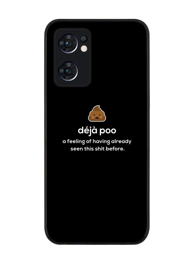 Stylizedd Rugged Black edge case for Oppo Reno7 5G  Slim fit Soft Case Flexible Rubber Edges Anti Drop TPU Gel Thin Cover - Deja Poo - Image 1