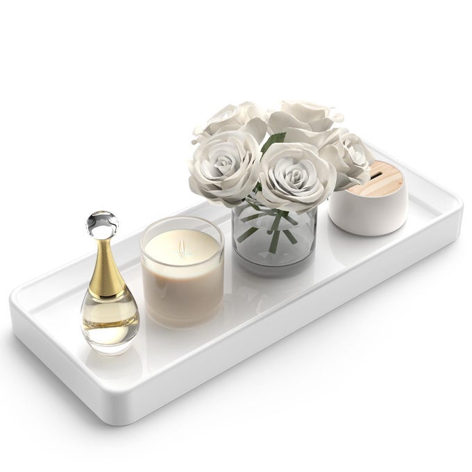 12 COUNTERTOP AND VANITY TRAY KITCHEN TRAY FOR SOAP BOTTLES RECTANGULAR VANITY TRAY FOR BATHROOM VANITY TRAYS FOR BATHROOM KITCHEN SOAP DISPENSER TRAYWHITE
