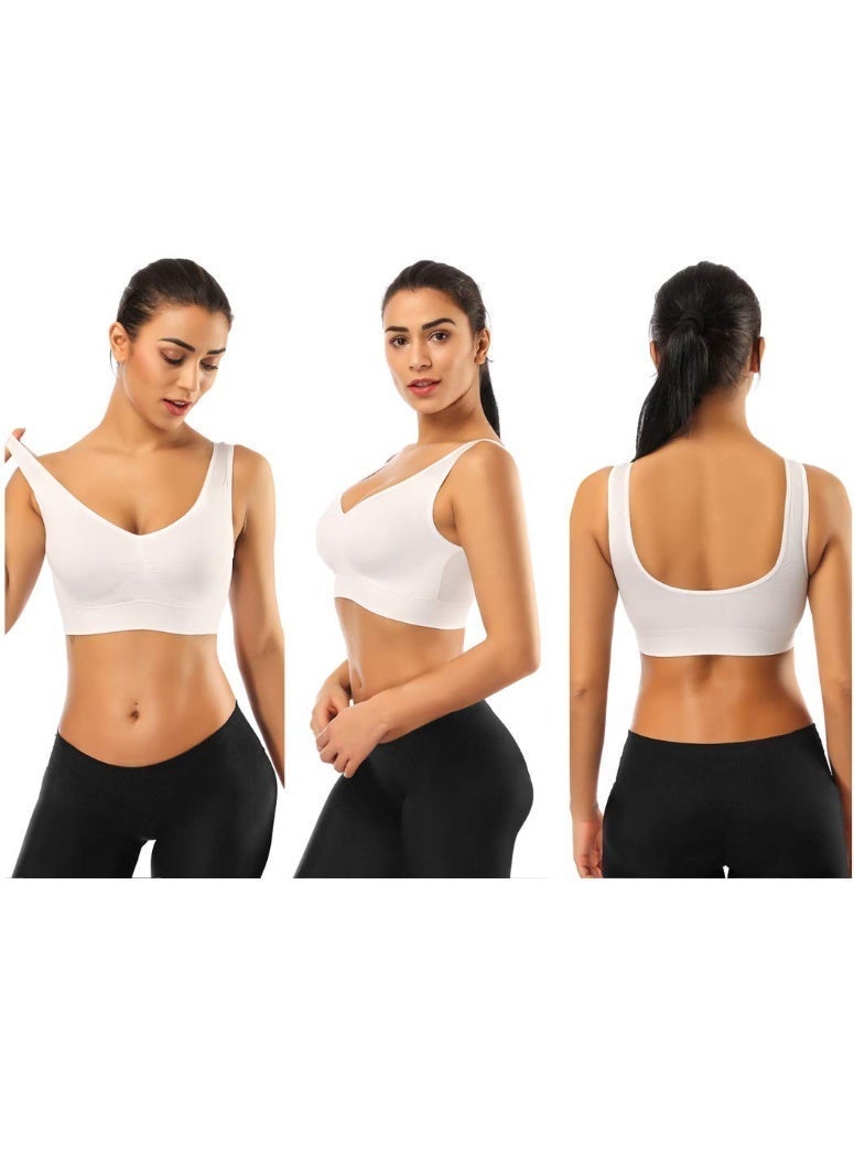 YUVFEHY Super comfortable 3-piece bra set, women's sports bra, removable breast pads, plus size sleep bra, yoga bra, casual stretch crop top, available in black, gray and white. - Image 3