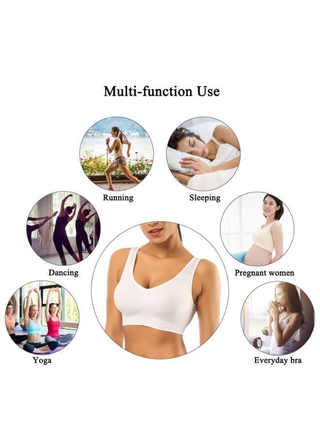 YUVFEHY Super comfortable 3-piece bra set, women's sports bra, removable breast pads, plus size sleep bra, yoga bra, casual stretch crop top, available in black, gray and white. - Image 4