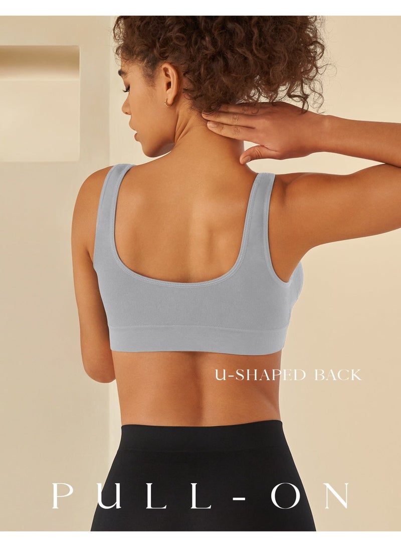 YUVFEHY Super comfortable 3-piece bra set, women's sports bra, removable breast pads, plus size sleep bra, yoga bra, casual stretch crop top, available in black, gray and white. - Image 5