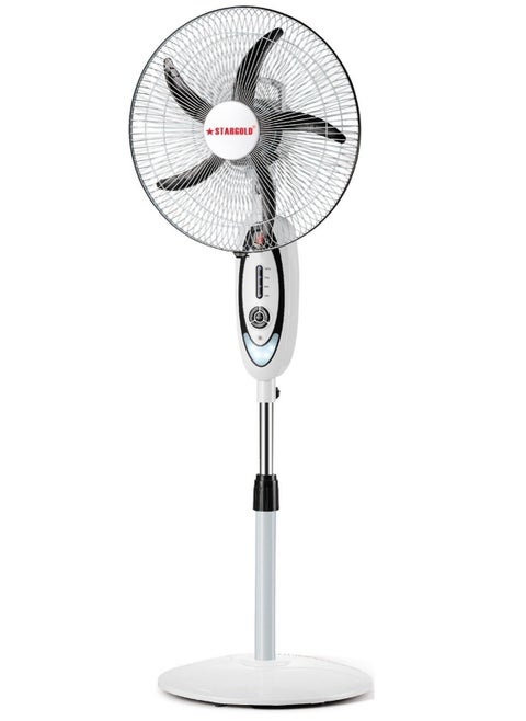 16 Inch Pedestal Stand Fan 3D Oscillation Directions 5 Speed Levels and Adjustable Height Rechargeable Fan 5 Leaf Blade With 7.5 Hours Timer Best For Home and Office  Black