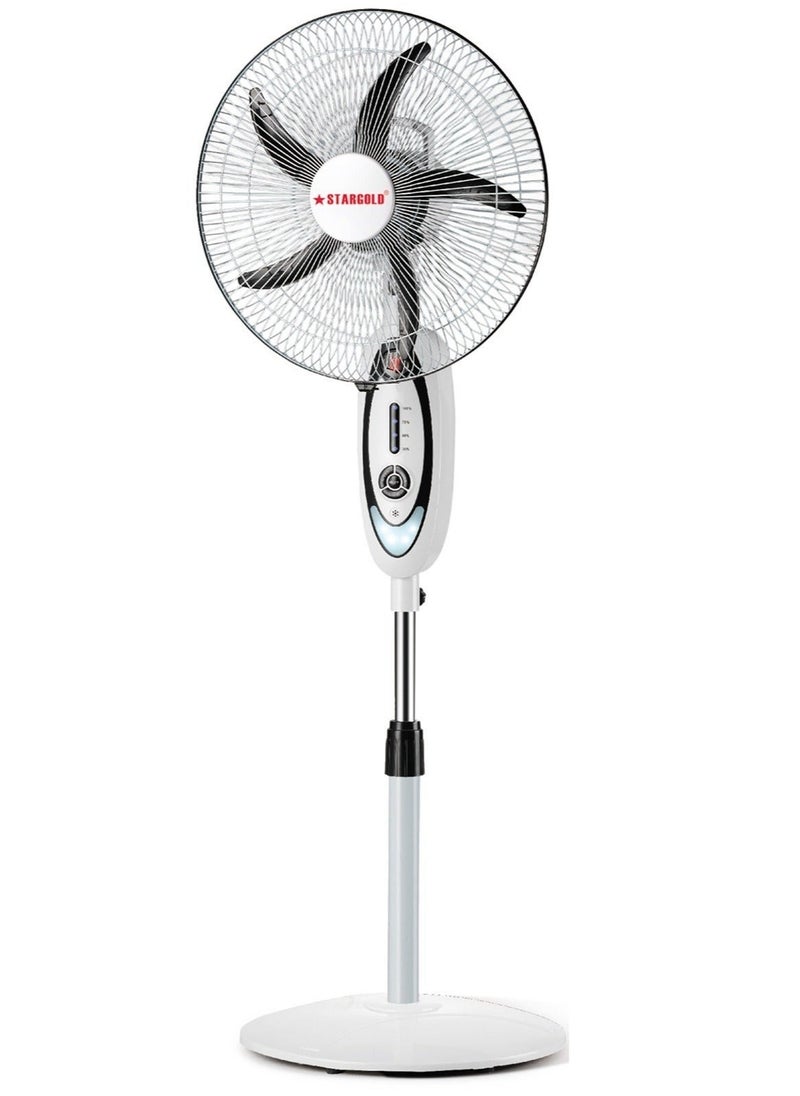 16 Inch Pedestal Stand Fan 3D Oscillation Directions 5 Speed Levels and Adjustable Height Rechargeable Fan 5 Leaf Blade With 7.5 Hours Timer Best For Home and Office  Black