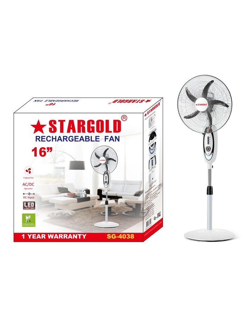 16 Inch Pedestal Stand Fan 3D Oscillation Directions 5 Speed Levels and Adjustable Height Rechargeable Fan 5 Leaf Blade With 7.5 Hours Timer Best For Home and Office  Black