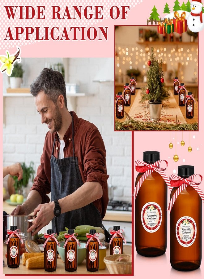Uiifan مجموعة من 12 زجاجة بوسطن من Uiifan، زجاجات لتحضير خلاصة الفانيليا المنزلية، زجاجات بنية اللون، زجاجات كهرمانية اللون، و12 ملصقًا لخلاصة الفانيليا كهدية لشراب عيد الميلاد (4 أونصة). - Image 3
