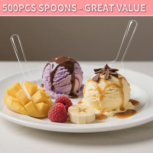 Zilphoba 500 Pcs 3" Mini Sample Spoons, Small Tasting Spoons, Mini Plastic Spoons, Mini Disposable Spoons for Desserts, Appetizer, Ice Cream, Parties - Image 5