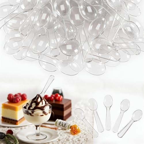 Zilphoba 500 Pcs 3" Mini Sample Spoons, Small Tasting Spoons, Mini Plastic Spoons, Mini Disposable Spoons for Desserts, Appetizer, Ice Cream, Parties - Image 1