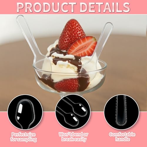 Zilphoba 500 Pcs 3" Mini Sample Spoons, Small Tasting Spoons, Mini Plastic Spoons, Mini Disposable Spoons for Desserts, Appetizer, Ice Cream, Parties - Image 3