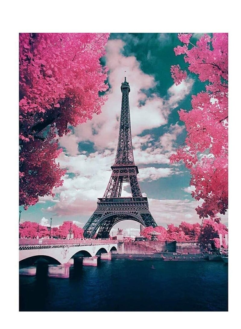 كابتن تيك 5D Diamond Beautiful Eiffel Tower Crystal Rhinestone Embroidery Pictures Arts Craft Painting Kit 30CM x 40CM - Image 1