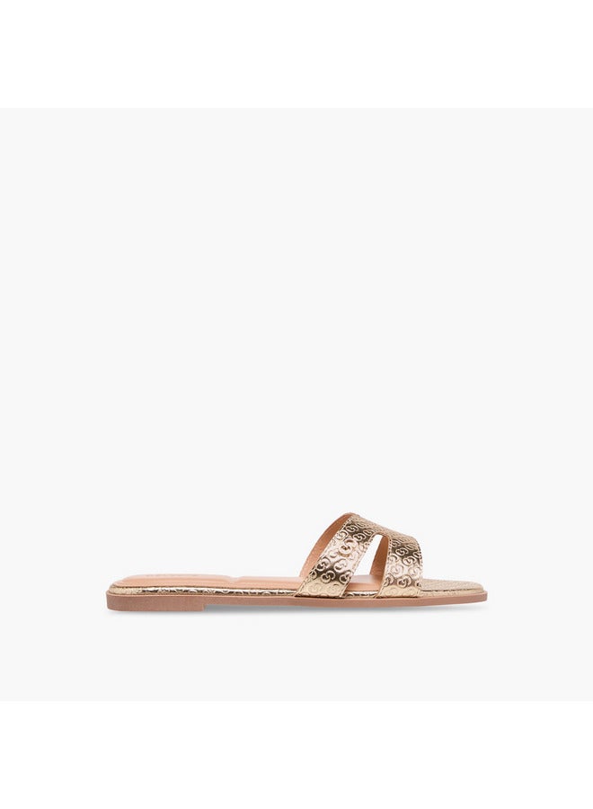 Celeste Women's Monogram Emobossed Slip-On Flat Sandals  - Image 3