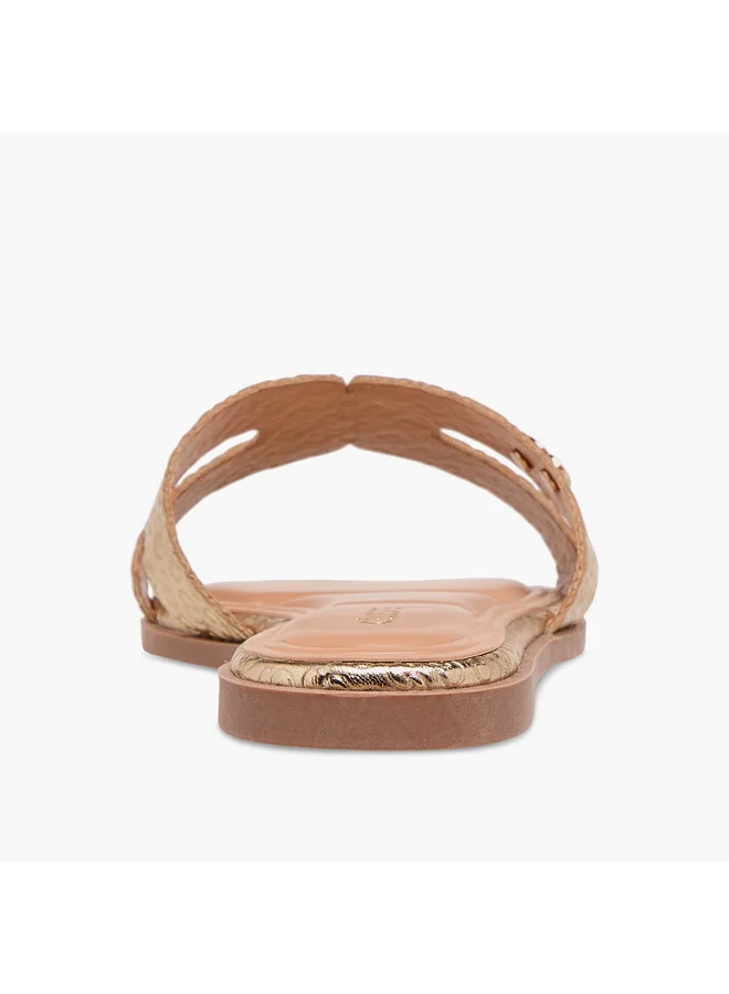 Celeste Women's Monogram Emobossed Slip-On Flat Sandals