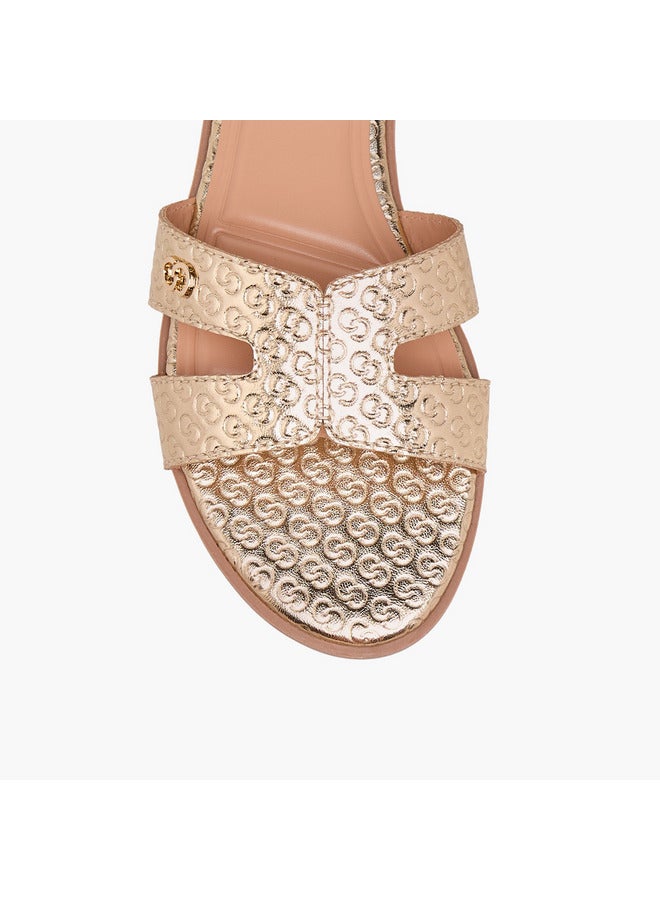 Celeste Women's Monogram Emobossed Slip-On Flat Sandals  - Image 4