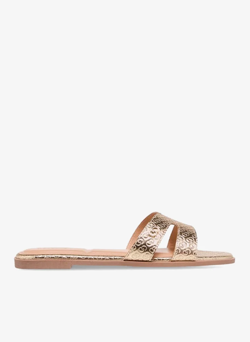 Celeste Women's Monogram Emobossed Slip-On Flat Sandals