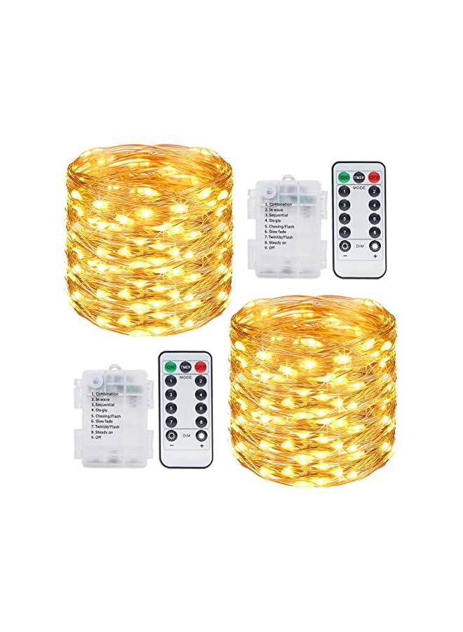 The Bros عبوة 2 من أضواء الف fairy LED بطول 20 متر و200 LED تعمل بالبطارية ومقاومة للماء مع 8 أوضاع من أضواء اليراعات المتلألئة - Image 2