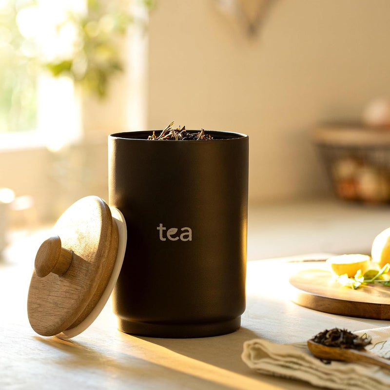 Ellementry Charcoal Brown Tea Jar - Image 1