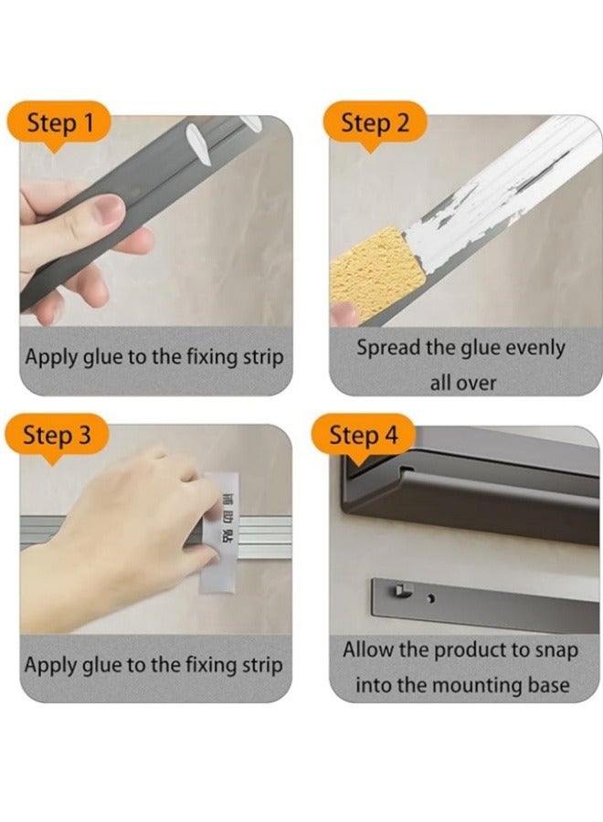 أيكين حاملة توابل وتوابل مثبتة على الحائط، أرفف تخزين من الفولاذ المقاوم للصدأ، رف تخزين حائط لتخزين برطمانات التوابل، سهل التنظيف لحمام المطبخ 50 سم - Image 3