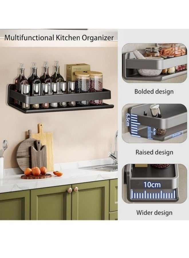 أيكين حاملة توابل وتوابل مثبتة على الحائط، أرفف تخزين من الفولاذ المقاوم للصدأ، رف تخزين حائط لتخزين برطمانات التوابل، سهل التنظيف لحمام المطبخ 50 سم - Image 5