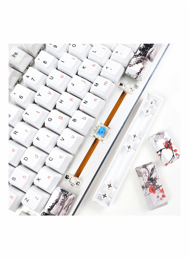 KASTWAVE - مجموعة أغطية مفاتيح مطاطية، غطاء مفاتيح PBT مكون من 110 مفاتيح، نسيج مضاد للانزلاق وصبغ التسامي وزهر البرقوق وزهر الكرز، غطاء مفاتيح للوحة المفاتيح الميكانيكية DIY للوحة المفاتيح الميكانيكية - Image 1