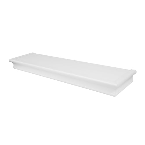 HIGH & MIGHTY Decorative 24" Floating Shelf Holds up to 20 lbs, Easy Tool-Free Dry Wall Installation, Beveled, White | 515660 - Image 1