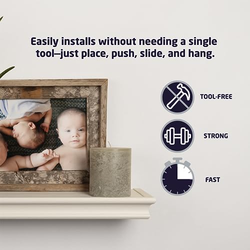 HIGH & MIGHTY Decorative 24" Floating Shelf Holds up to 20 lbs, Easy Tool-Free Dry Wall Installation, Beveled, White | 515660 - Image 4