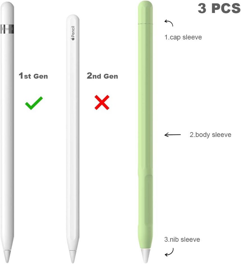 قبضة قلم Apple مع حامل وغطاء واقي للطرف لقلم iPad (الجيل الأول، أخضر) - Image 2