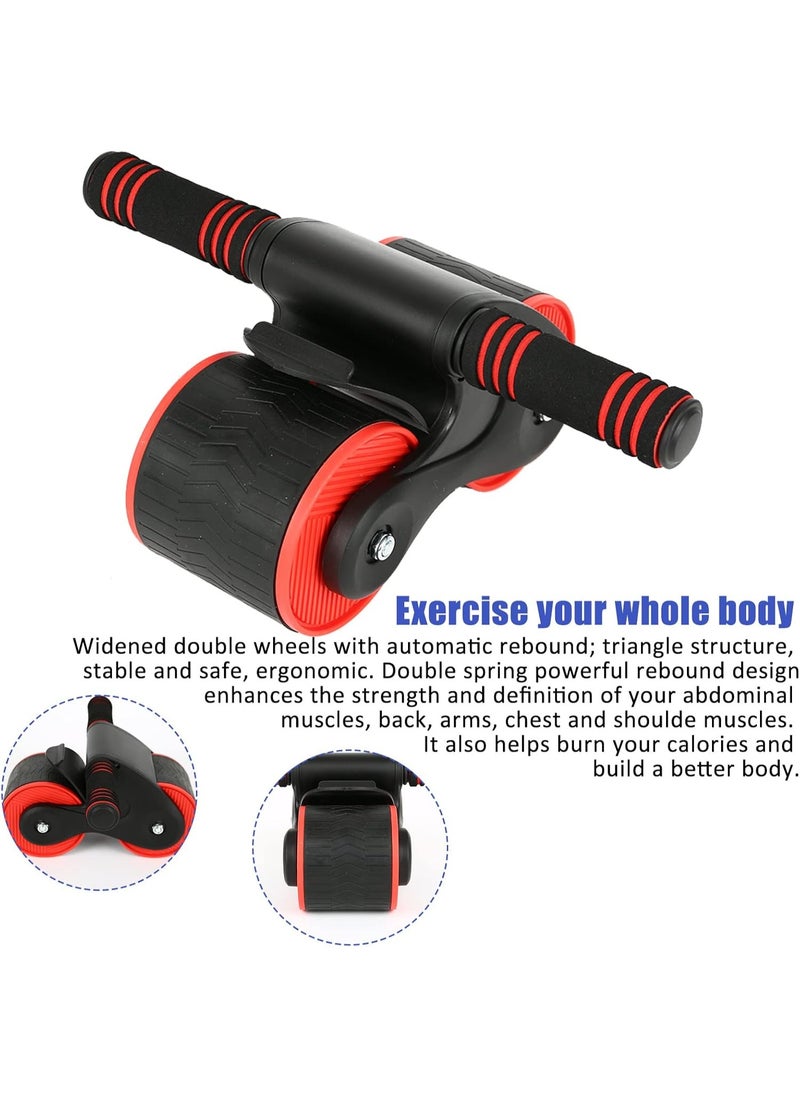 AIWANTO Double Wheel Round Abdominal Roller With Knee Mat, Bearing Structure, Household Abdominal Abs Exercise, Silo Silent Non-slip for Gym Red  - Image 3