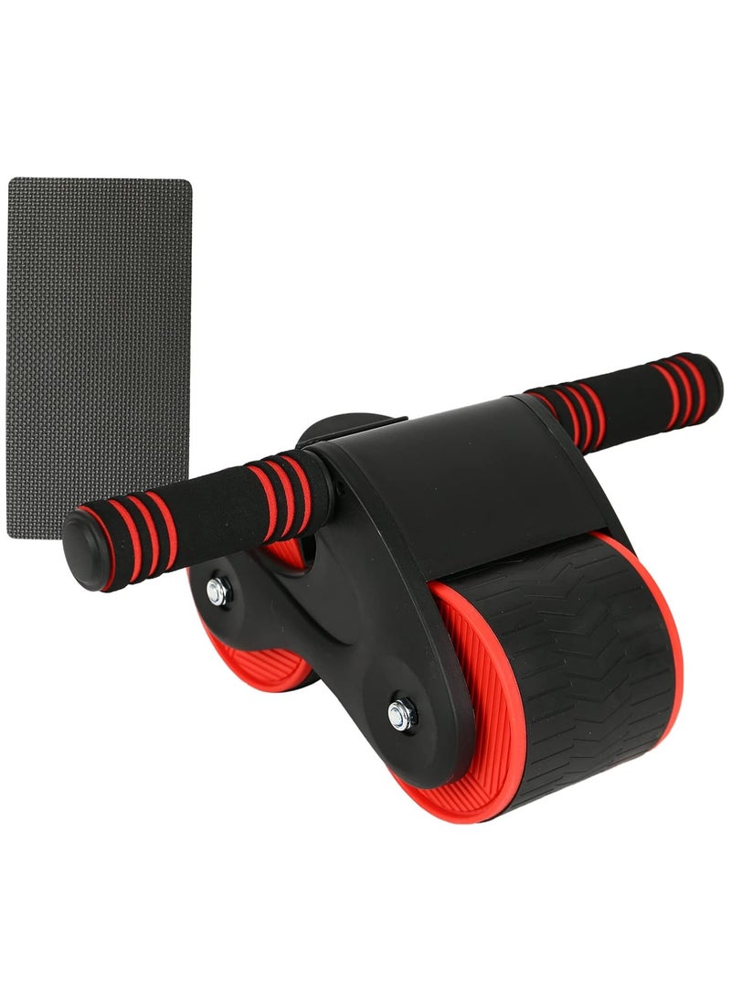 AIWANTO Double Wheel Round Abdominal Roller With Knee Mat, Bearing Structure, Household Abdominal Abs Exercise, Silo Silent Non-slip for Gym Red  - Image 1