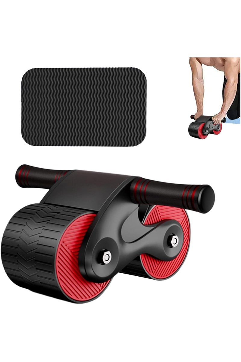 AIWANTO Double Wheel Round Abdominal Roller With Knee Mat, Bearing Structure, Household Abdominal Abs Exercise, Silo Silent Non-slip for Gym Red - Image 1