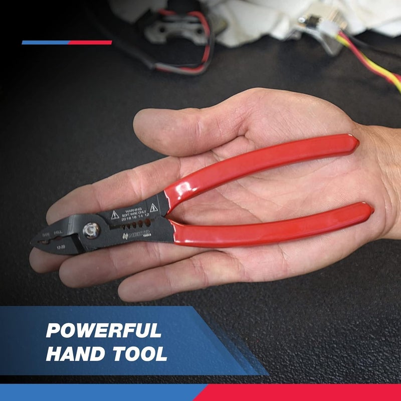 Neiko 02037A Compact Wire Stripper | 4-in-1 Multi Purpose Electricians Pliers | Wire Crimper, Cutter and Gripper | 12-20 AWG Wire Service Tool | Crimps Insulated & Non-Insulated | Electrical Stripping - Image 5