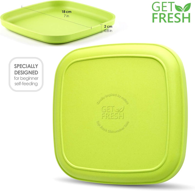 GET FRESH Bamboo Dinnerware Set for Kids - 4 Pack of Stackable Plates in Bright Colors - Image 4
