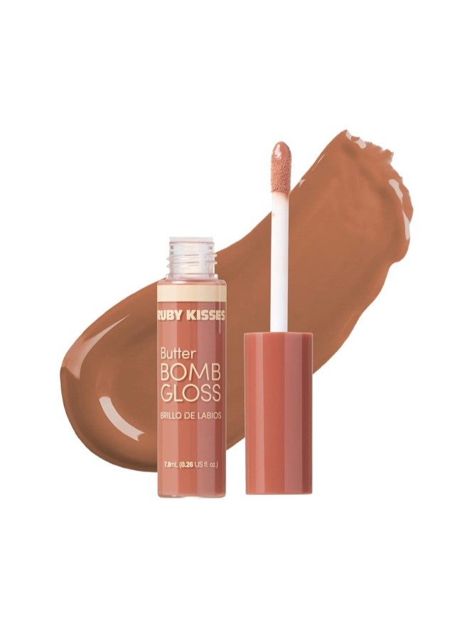 Lip Gloss Butter Bomb Gloss Non-Sticky Lip Gloss Vitamin E Natural Nude Lip Makeup - 7.8mL (0.26 US fl.oz) (Naked) - Image 1