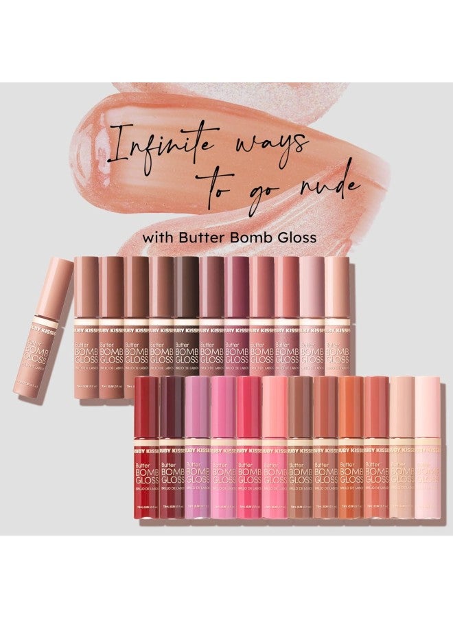 Lip Gloss Butter Bomb Gloss Non-Sticky Lip Gloss Vitamin E Natural Nude Lip Makeup - 7.8mL (0.26 US fl.oz) (Naked) - Image 3