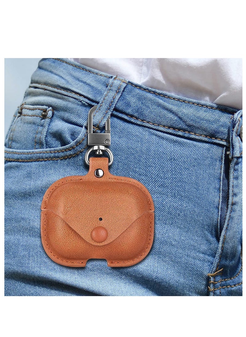 ANYOGRO Airpods 4 Case with Keychain, Genuine Leather Protective Shockproof Scratch Resistant Soft Silicone Cover for Airpods 4th Generation 2024, Front LED Visible - Brown  - Image 5