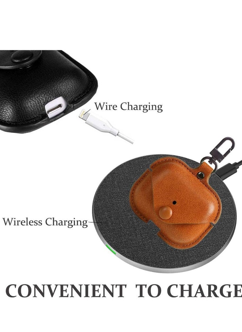 ANYOGRO Airpods 4 Case with Keychain, Genuine Leather Protective Shockproof Scratch Resistant Soft Silicone Cover for Airpods 4th Generation 2024, Front LED Visible - Brown  - Image 3